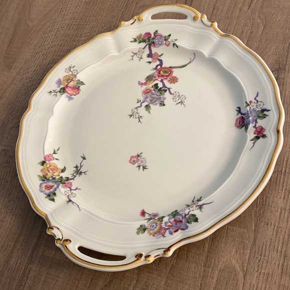 Bernardaud Limoges Bengali Pattern 11.5" Handled Cake Plate France pheasant - Picture 8 of 8